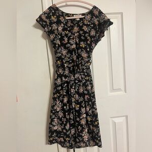 Monteau Black Floral Midi Dress